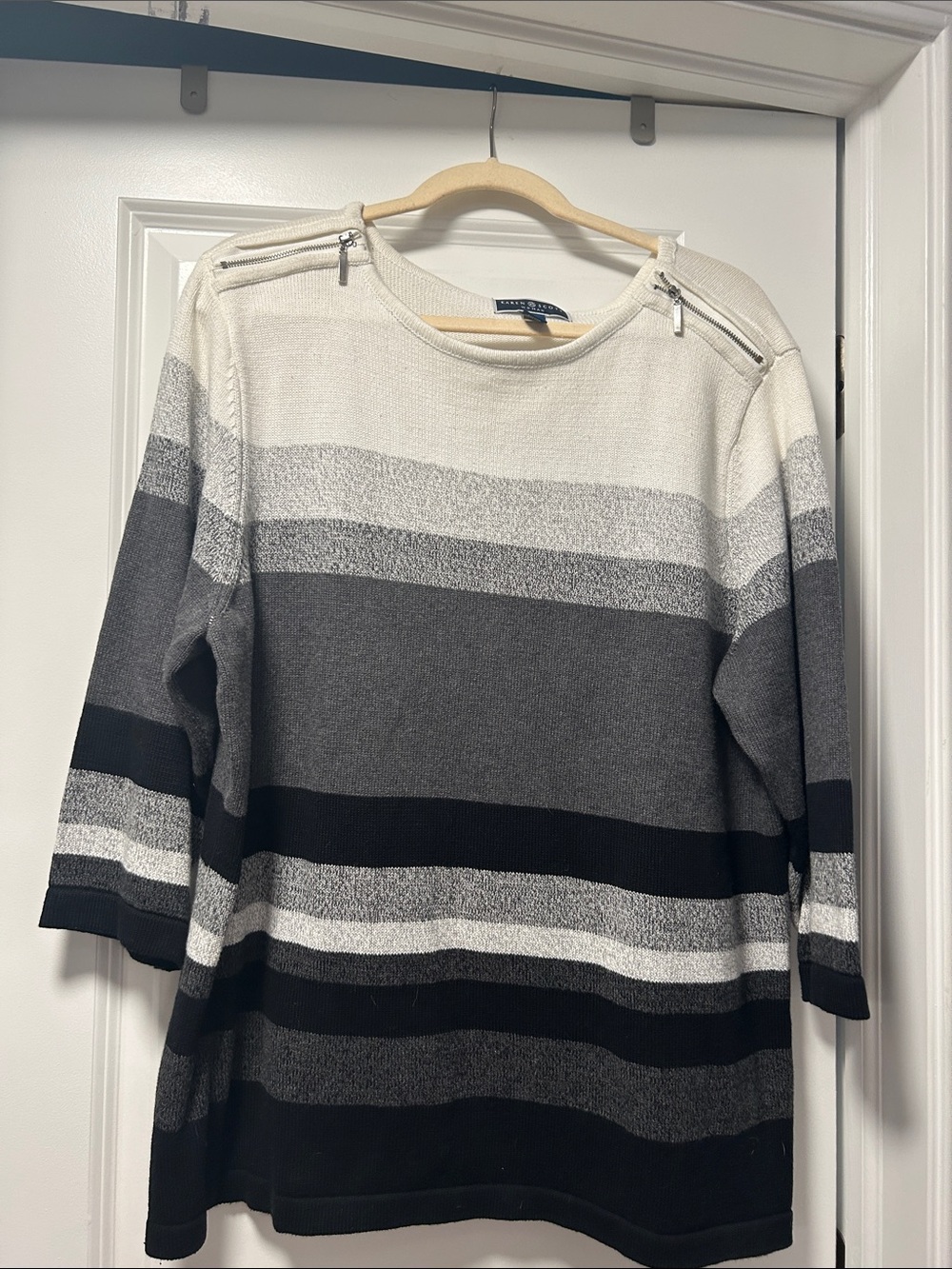 Karen Scott Woman Cream Knit Sweater 2x